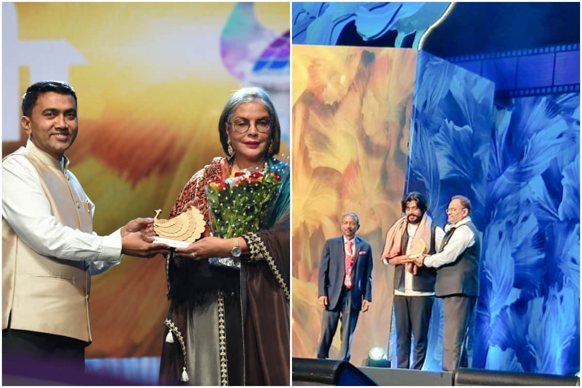 International Film Festival of India iffi felicitates Zeenat Aman Ravi Kishan at closing ceremony