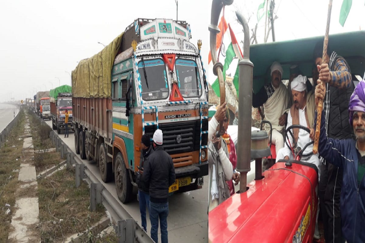 Chaudhary Naresh Tikait going to Delhi from Muzaffarnagar and stopped vehicles on Eastern Peripheral Expressway in Baghpat