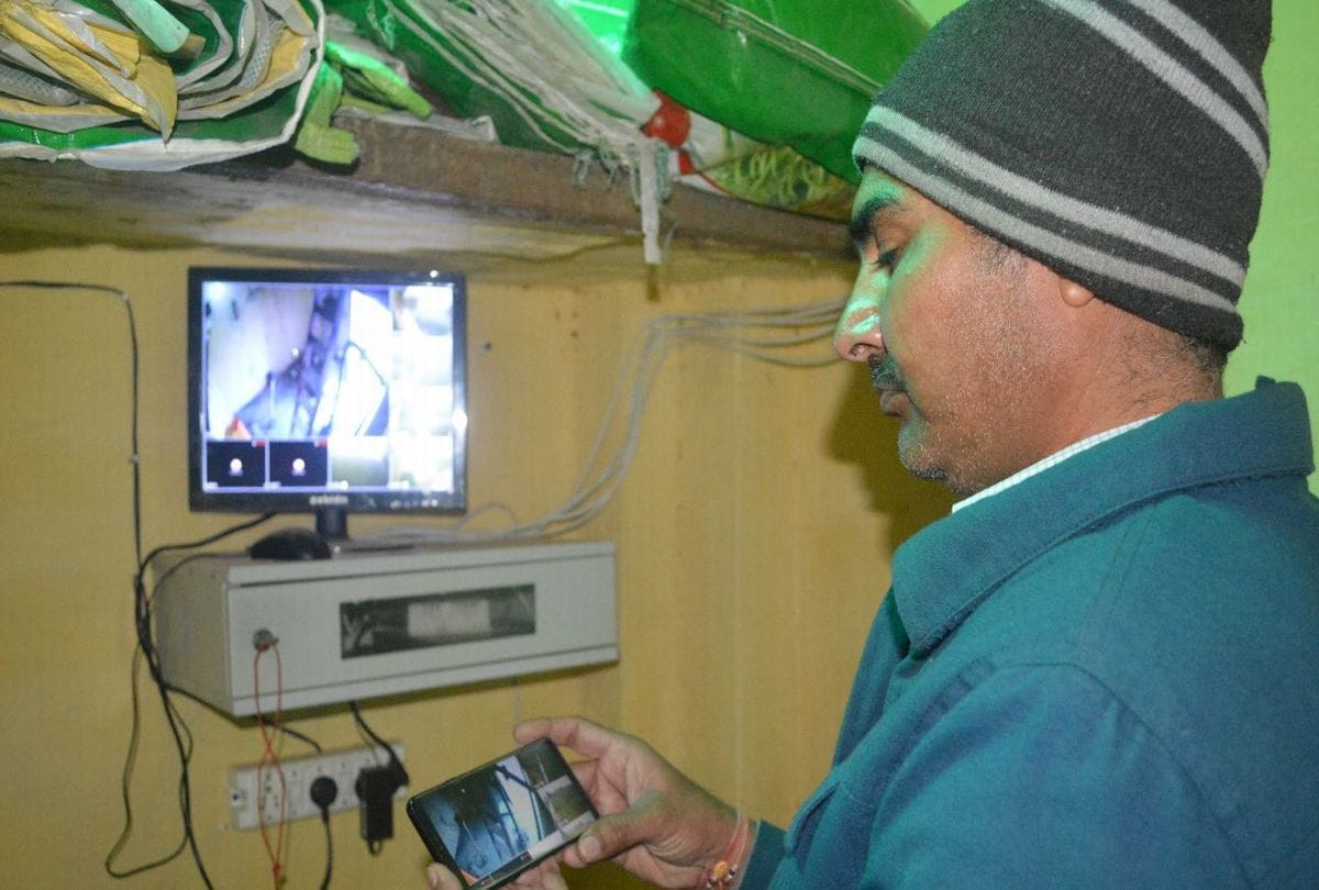 Farmers monitoring the crops with CCTV cameras in agra