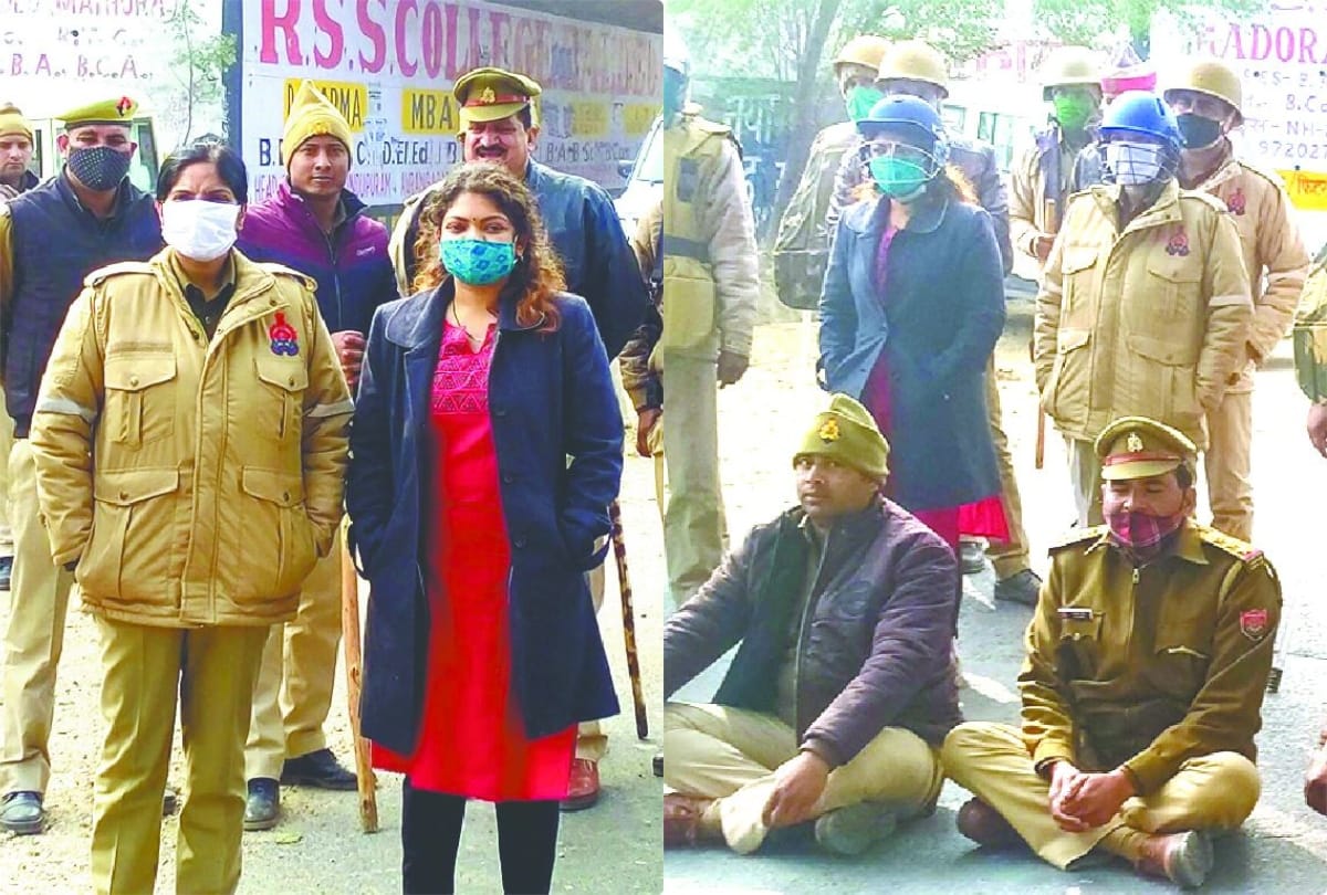Police stop tractor rally of farmers in Mathura