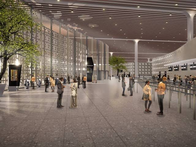 works of airport's new terminal hastend