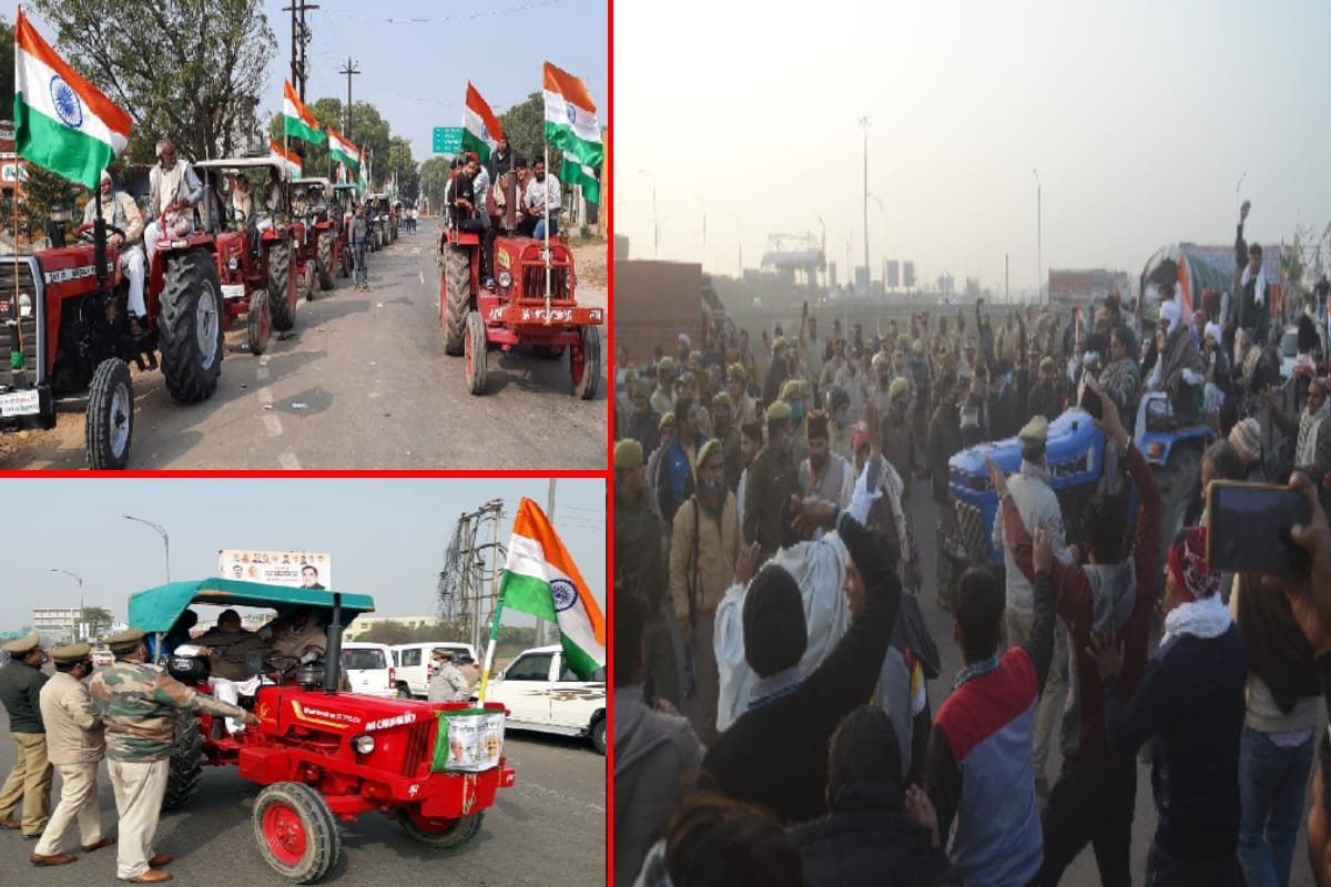Farmers protest on streets against agricultural laws in Baghpat