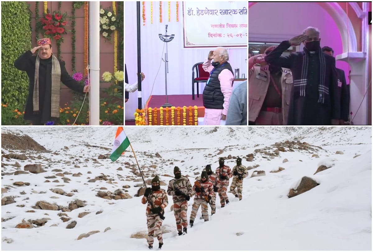 republic day celebrations choef ministers of states and rss chief mohan bhagwat hoist the flag