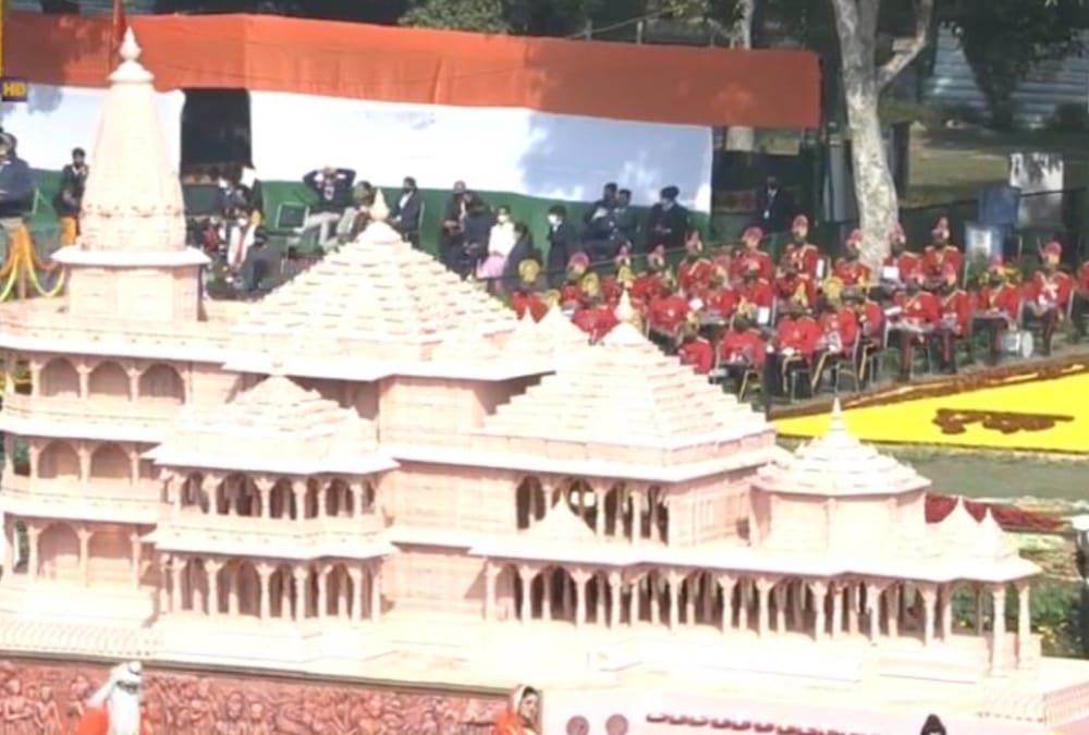 Ram temple model in rajpath parade.