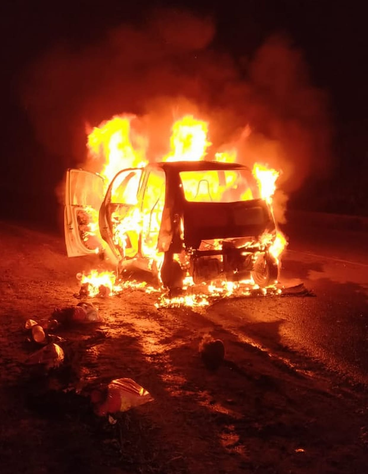 in una fire incident on highway,una news fire incident highway nano car