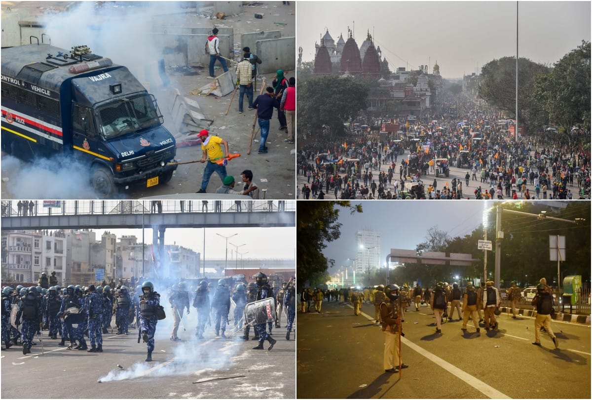 Farmers protest tractor parade on Republic day turned into violence clash between police and protesters see photos