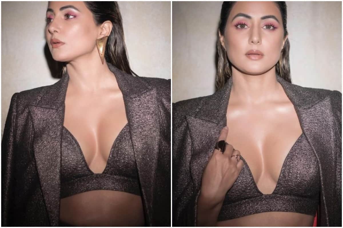 Hina Khan is stylish boss lady in this black metallic outfit Sparkles Diva In Bright Eye Makeup
