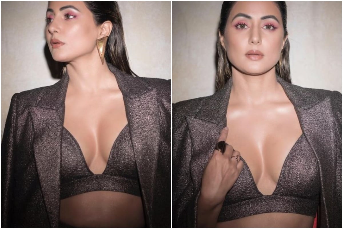 Hina Khan is stylish boss lady in this black metallic outfit Sparkles Diva In Bright Eye Makeup