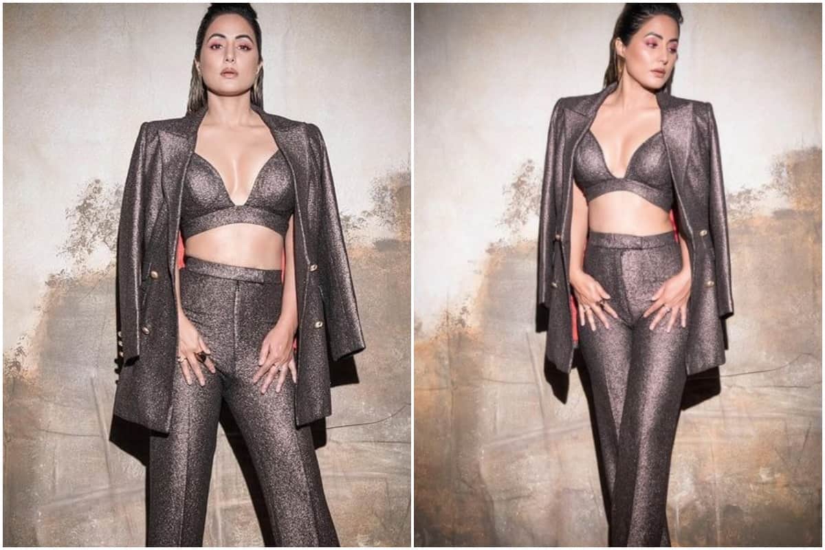 Hina Khan is stylish boss lady in this black metallic outfit Sparkles Diva In Bright Eye Makeup