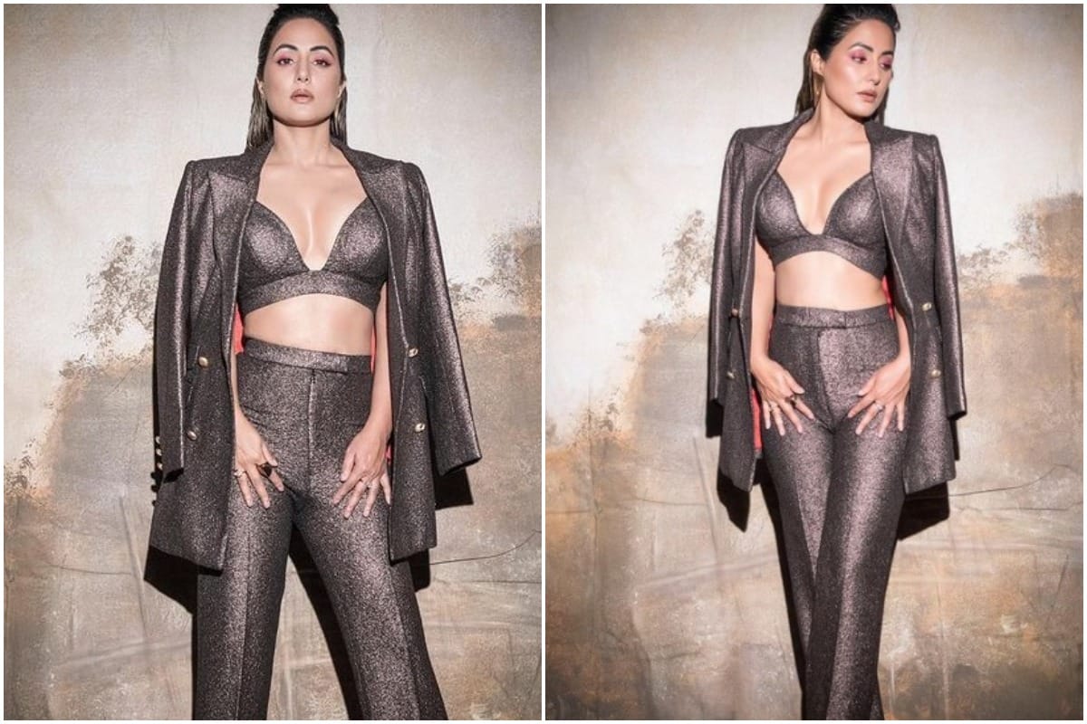 Hina Khan is stylish boss lady in this black metallic outfit Sparkles Diva In Bright Eye Makeup
