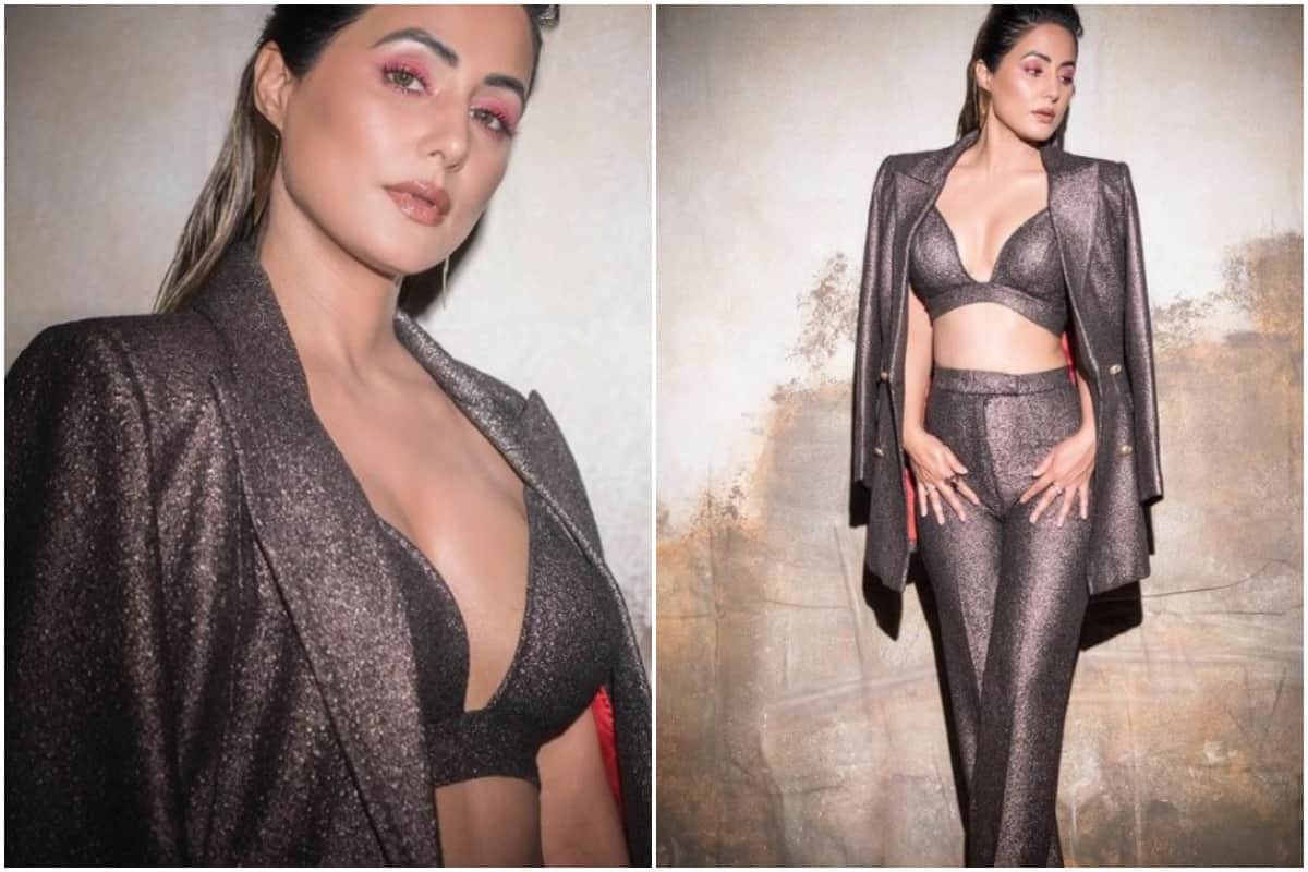 Hina Khan is stylish boss lady in this black metallic outfit Sparkles Diva In Bright Eye Makeup