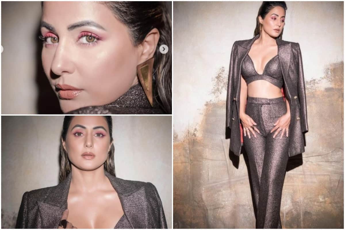 Hina Khan is stylish boss lady in this black metallic outfit Sparkles Diva In Bright Eye Makeup