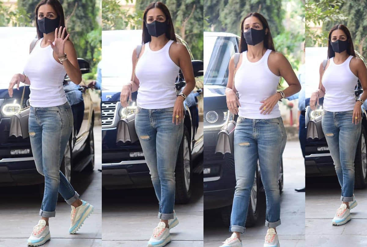after trolled for flaunting stretch marks malaika arora spotted in white tank top with denim looking fabulous