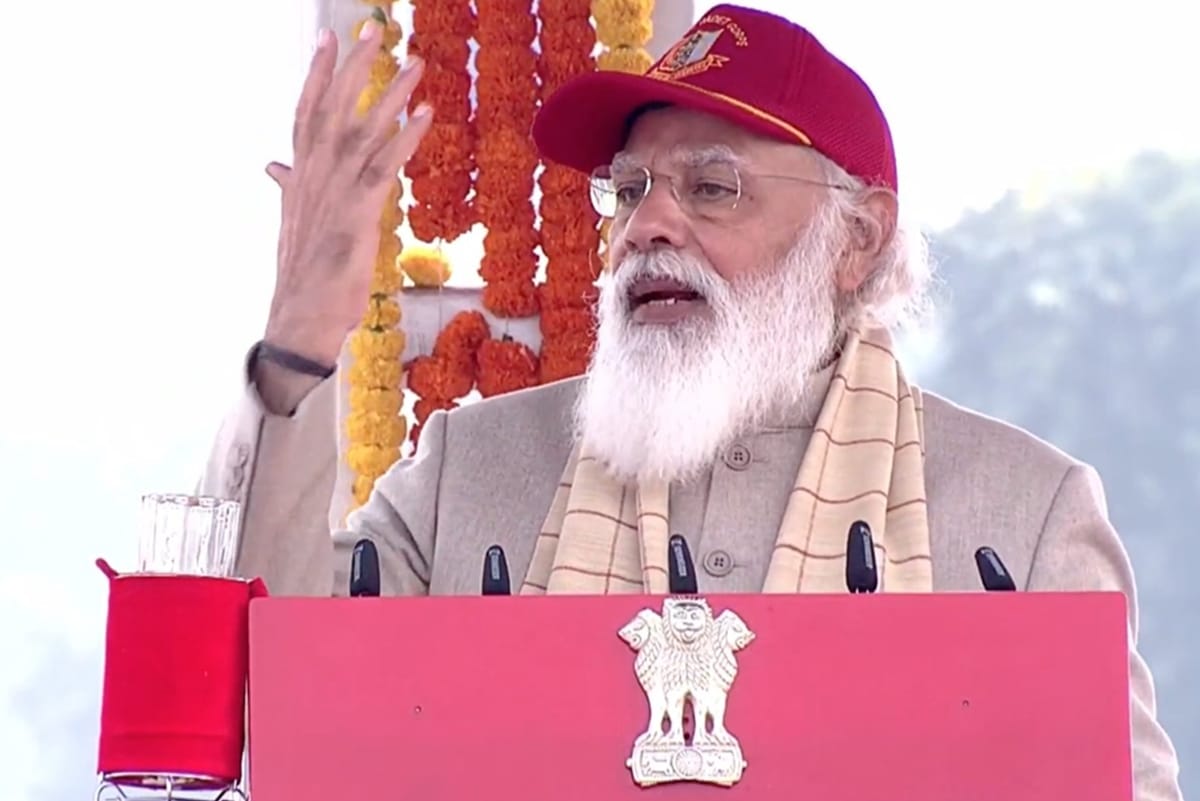 pm modi live updates address national cadet corps parade and inspects rally at cariappa ground