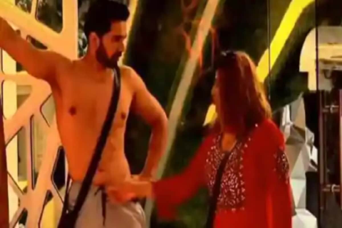 Bigg Boss 14 Rakhi Sawant pulls drawstring of Abhinav Shukla pajamas Rubina Dilaik warns her