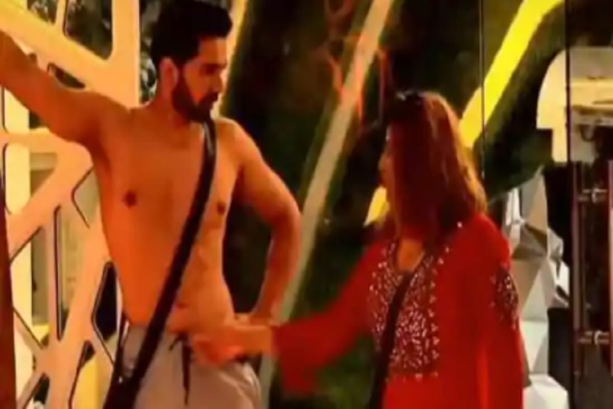 Bigg Boss 14 Rakhi Sawant pulls drawstring of Abhinav Shukla pajamas Rubina Dilaik warns her