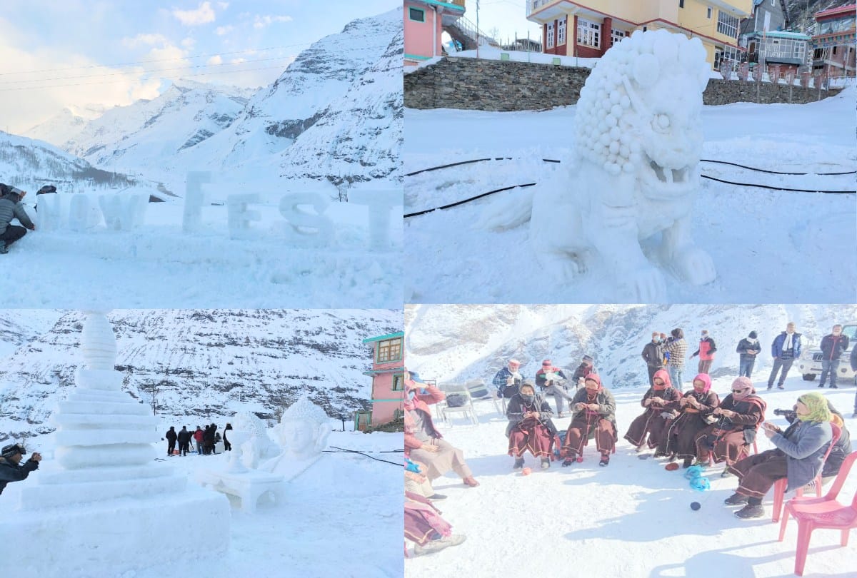 Snow festival in Lahaul in Himachal, see pics of Adorable artwork on ice