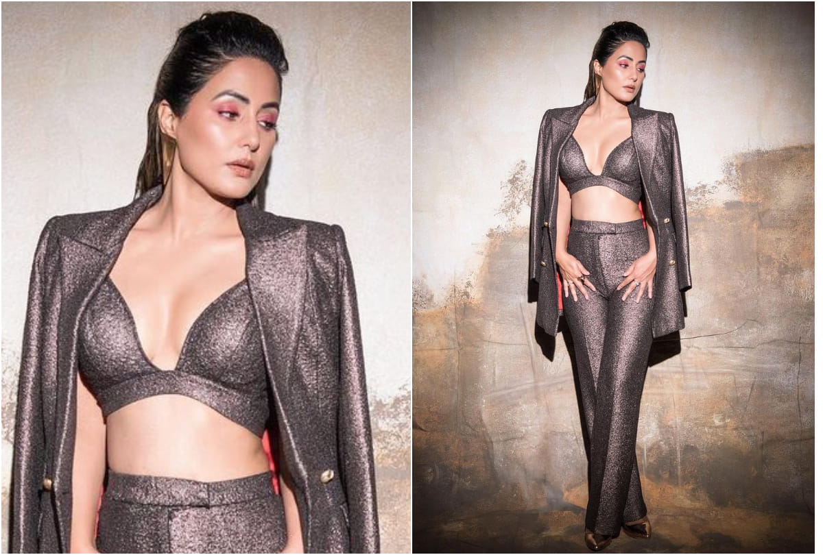 hina khan breathtakingly hot in mini skirt and crop top set gives summer vibes