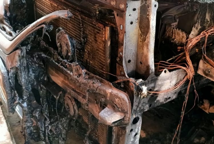 Haryana : Car burned in Jind 