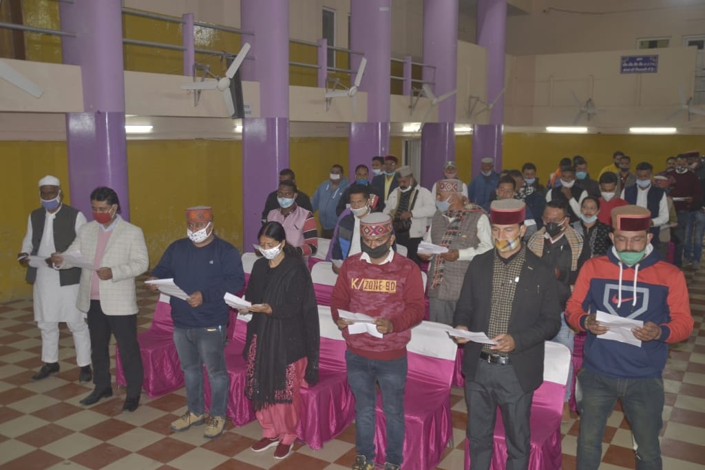 panchayat pradhan oath ceremony in  nahan sirmaur himachal pradesh
