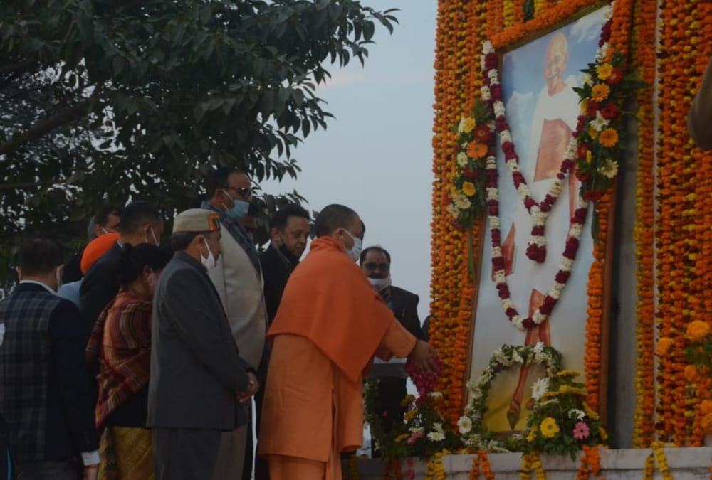 CM yogi Adityanath on Shaheed Smarak in Lucknow.
