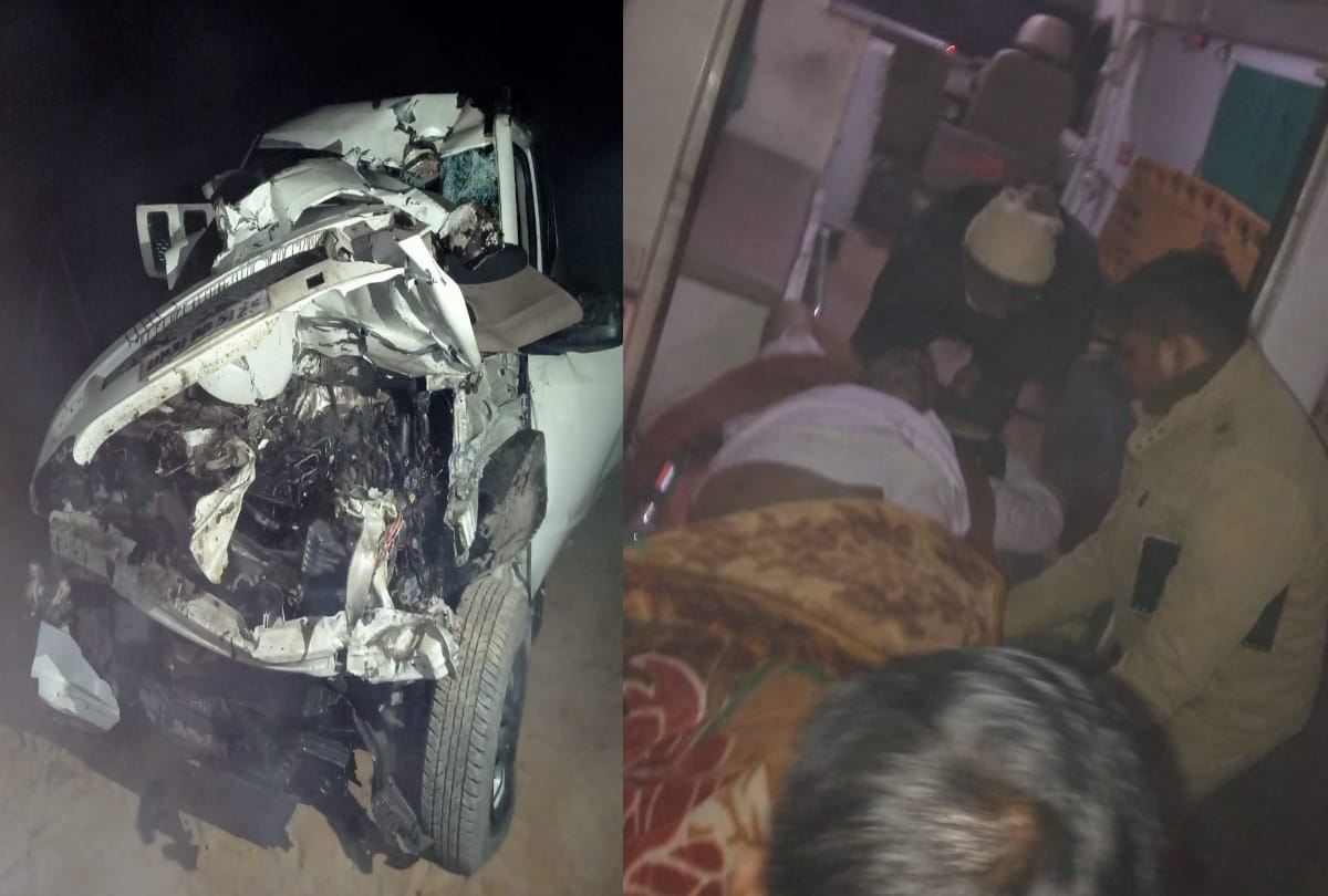 UP bahraich road accident due to fog car hit hard in the standing tractor at highway side five injured two serious all update
