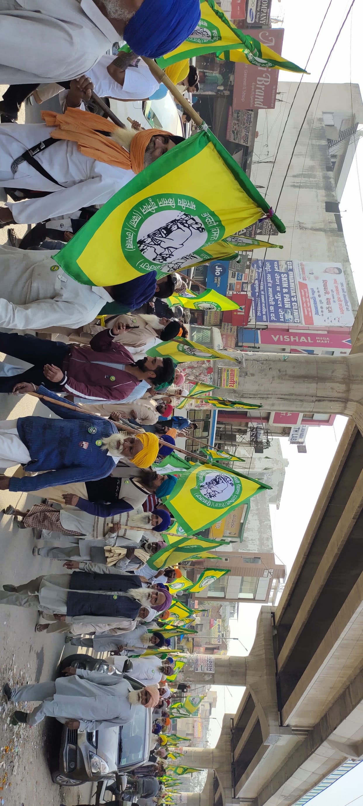 The agitating farmers took out foot march in the city