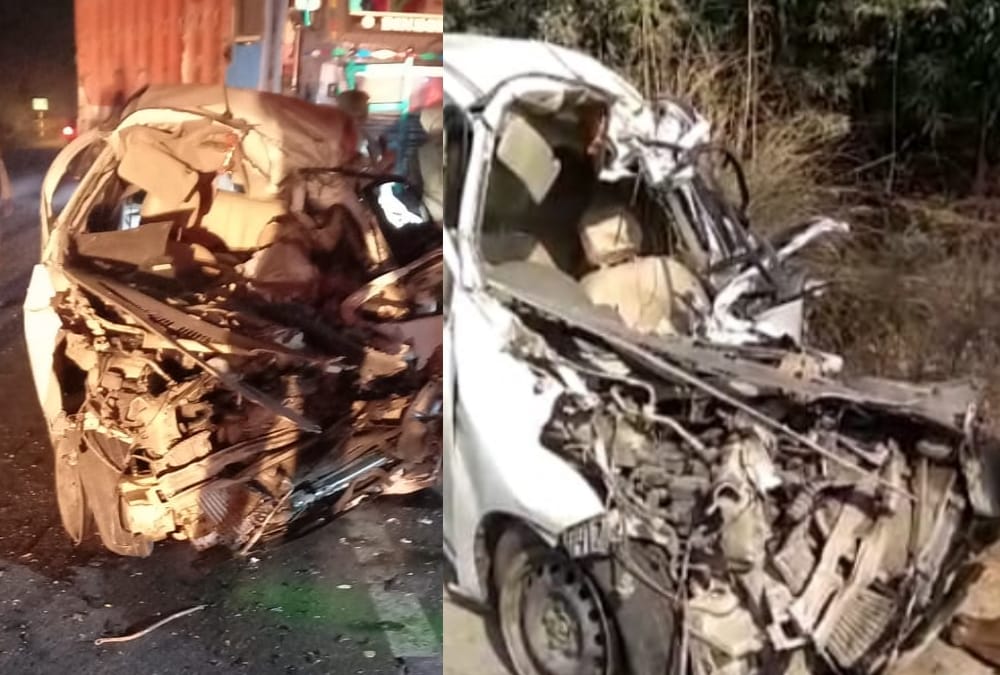 A car collied with a truck on Lucknow Prayagraj marg in Raebareli.