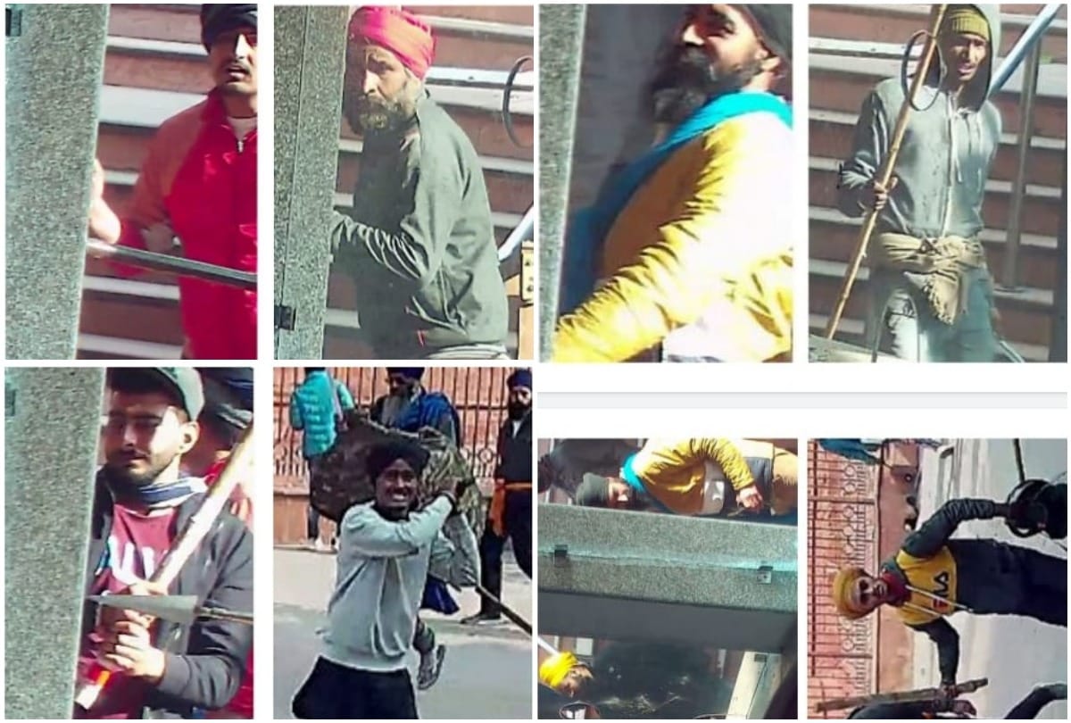 Photos of 12 accused who committed violence on Red Fort in delhi republic day 26 january