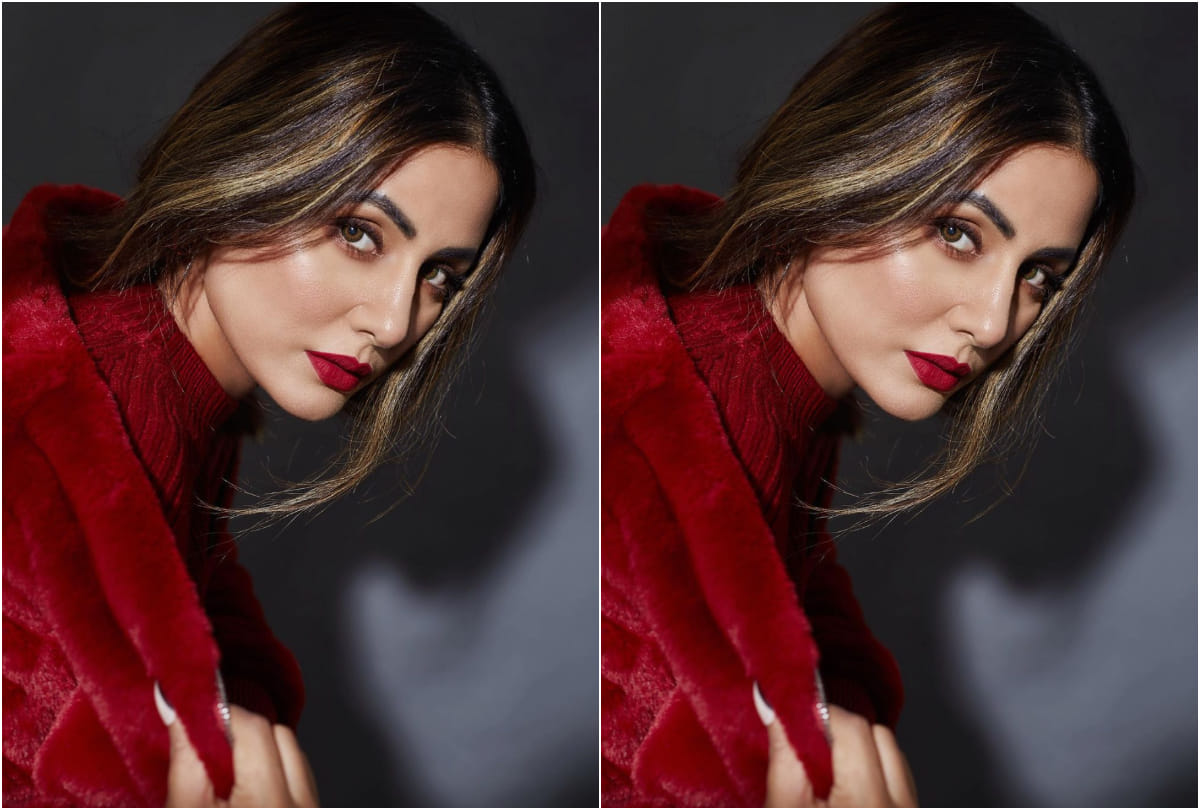 hina khan welcome month of love with red jacket perfect for winter fashion goals