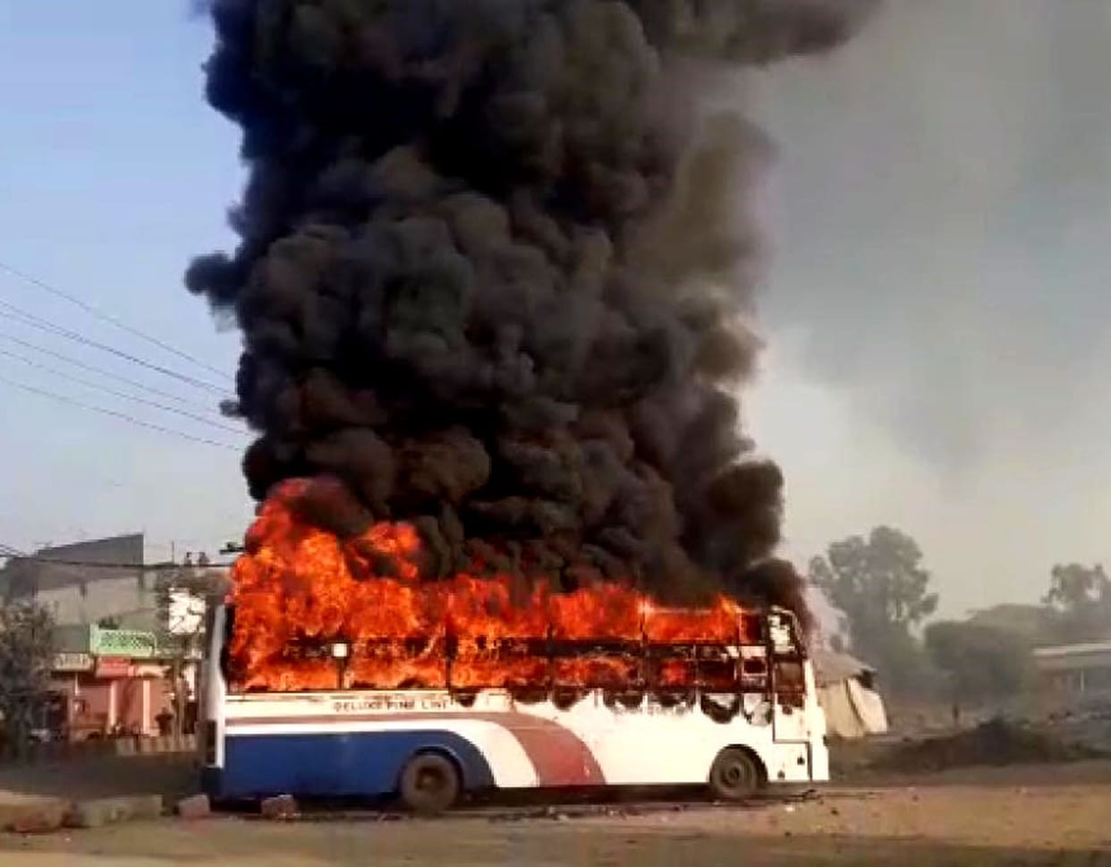 Fire in Rajasthan Roadways bus