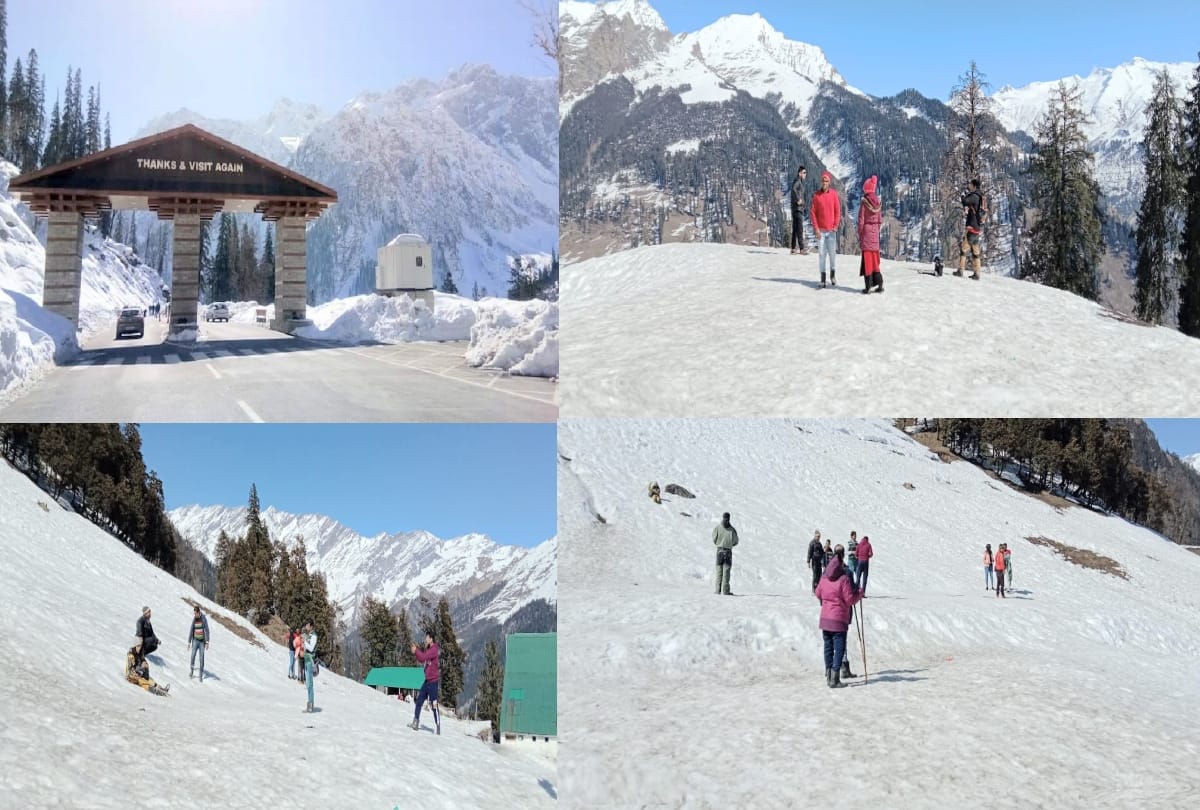 tourists increased at North Portal of atal tunnel and SolangNala manali, danger of avalanche in Lahul
