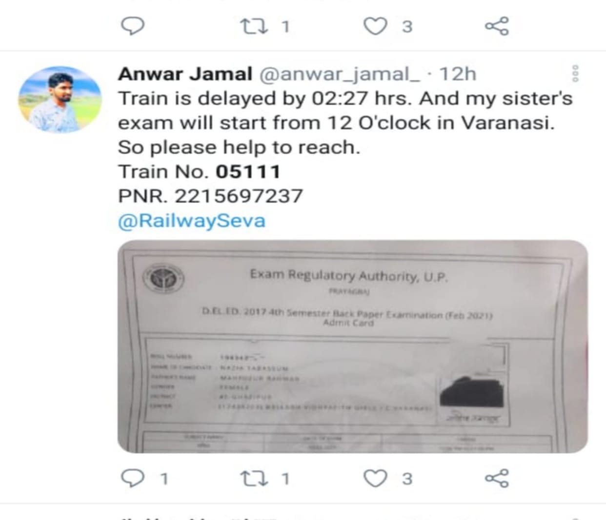 Train ran at full speed as soon as tweeting railway, student gave paper