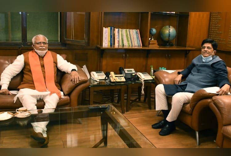 Haryana CM Manohar lal meet Piyush Goyal and Nitin Gadkari