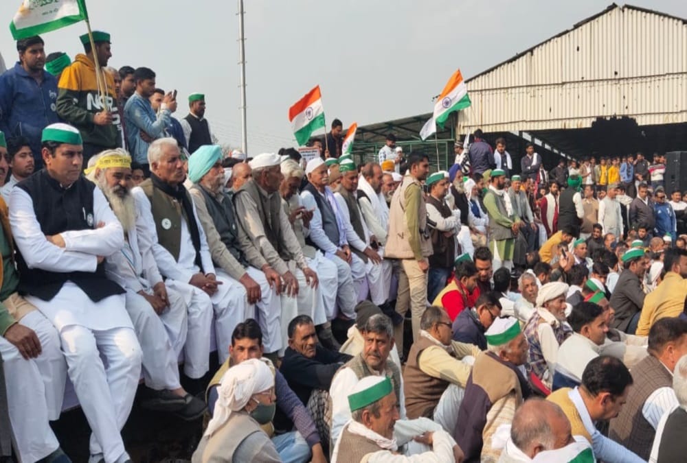 Farmers Protest: Farmers Crowd in Manglaur Kisan Mahapanchayat with Naresh Tikait Photos