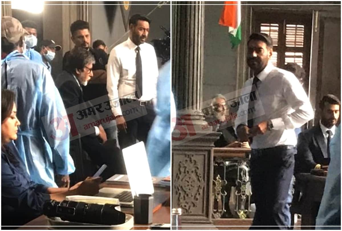 mayday bollywood movie ajay devgan amitabh bachchan shooting pictures Exclusive pictures of film may day Amitabh bachchan ajay devgn rakul preet singh angira dhar akanksha