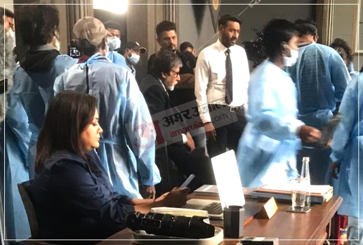 mayday bollywood movie ajay devgan amitabh bachchan shooting pictures Exclusive pictures of film may day Amitabh bachchan ajay devgn rakul preet singh angira dhar akanksha