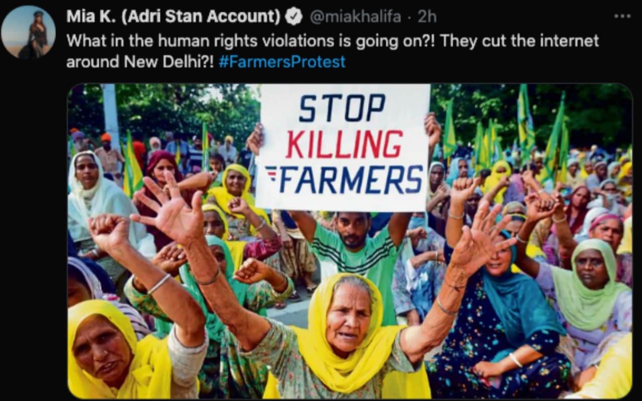 Mia Khalifa Farmer Protest Tweet: Ex Porn Star Mia Khalifa extends support to protesting farmers in India