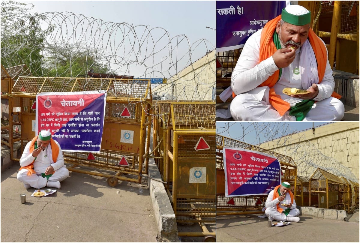 Kisan Andolan: Agitation won't end soon, says Rakesh Tikait, as he eats his lunch on road despite of police barriers