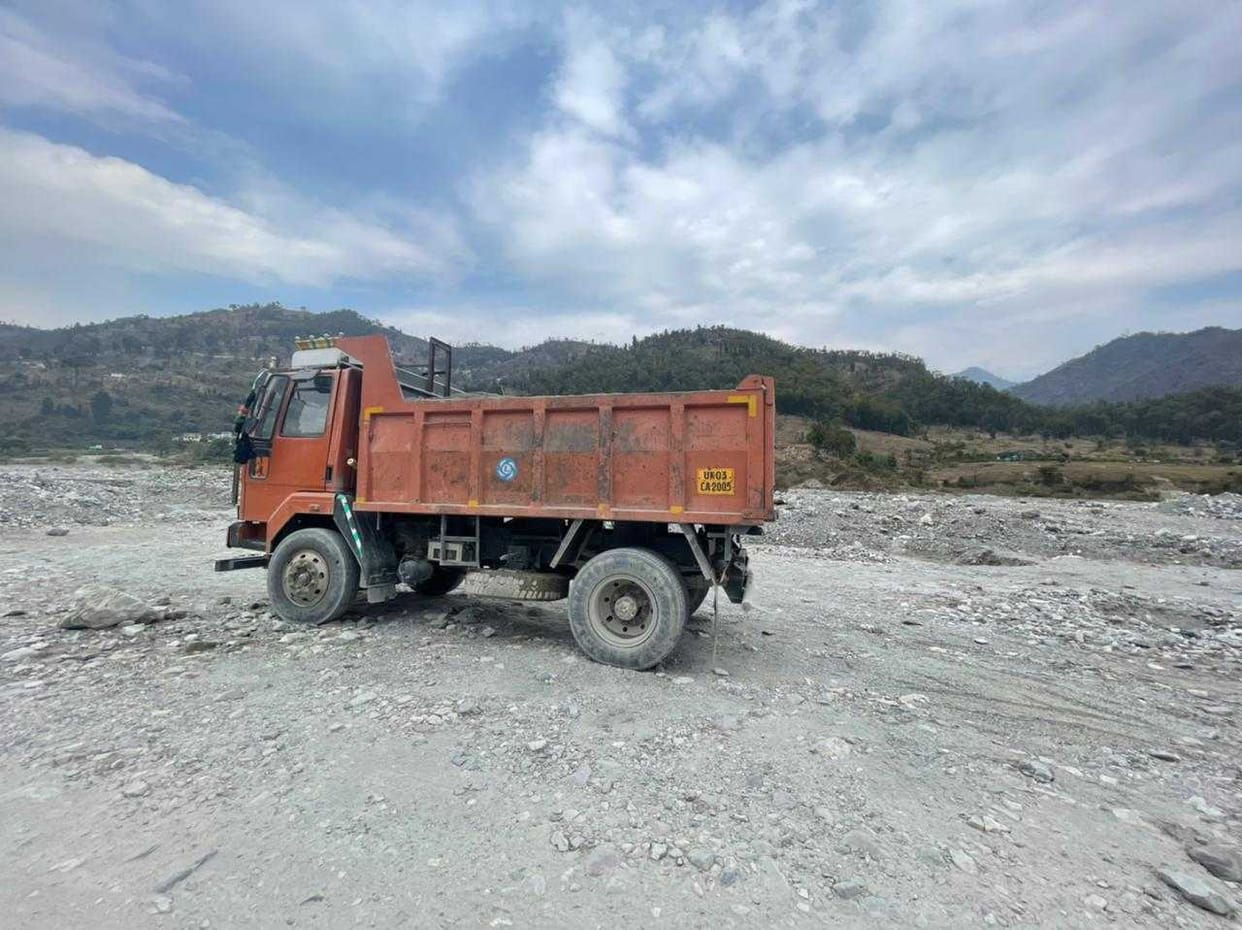 Overload mining vehicles destroyed Tanakpur-Jauljibi road under construction