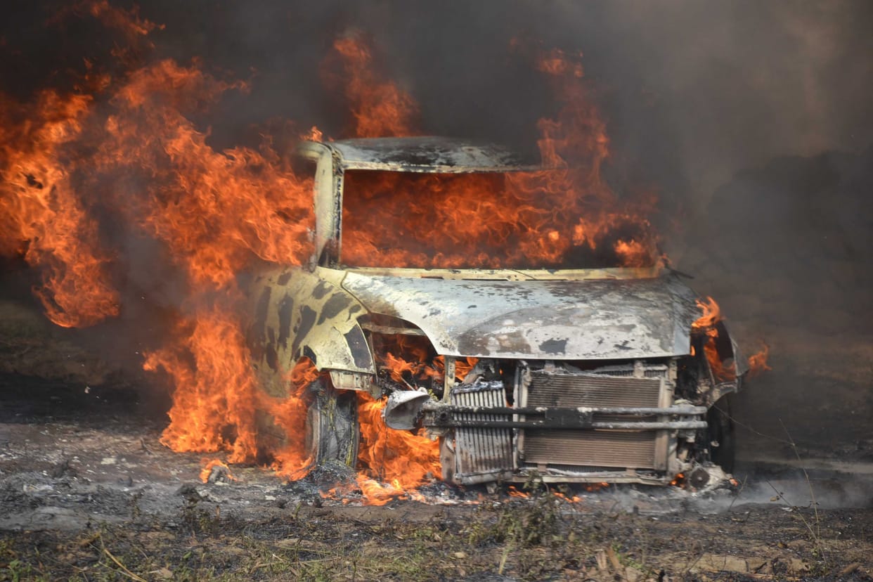Two people caught fire