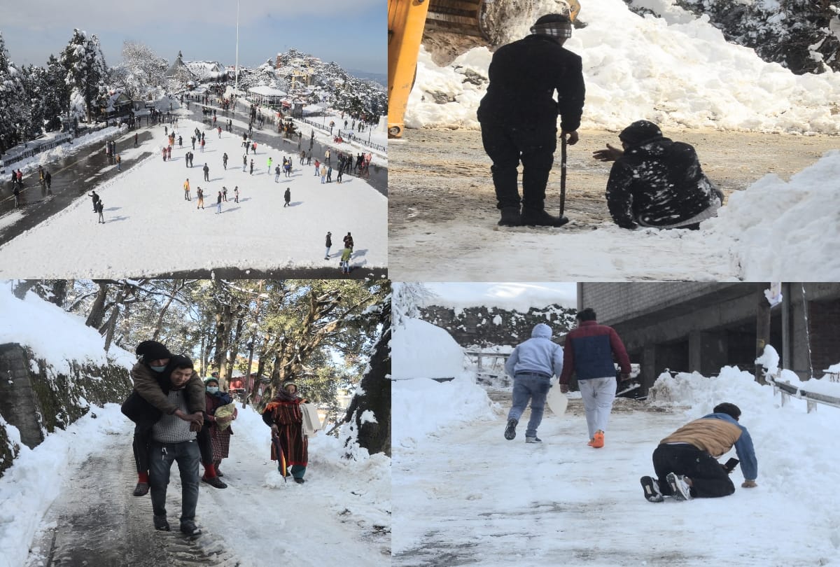 After snowfall problems increased in shimla city, Nine people injured after slipping on ice