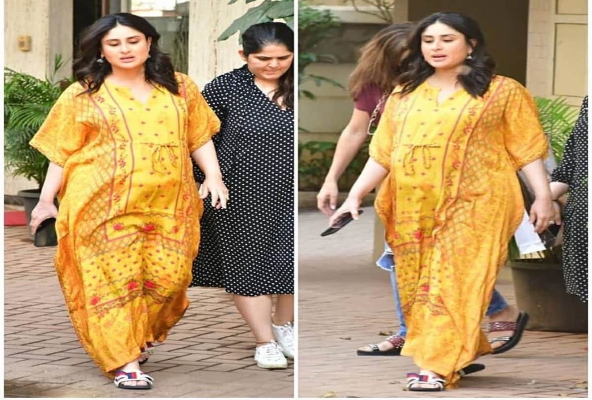 Pregnant Kareena Kapoor looking beautiful in mustard yellow kaftan on day out