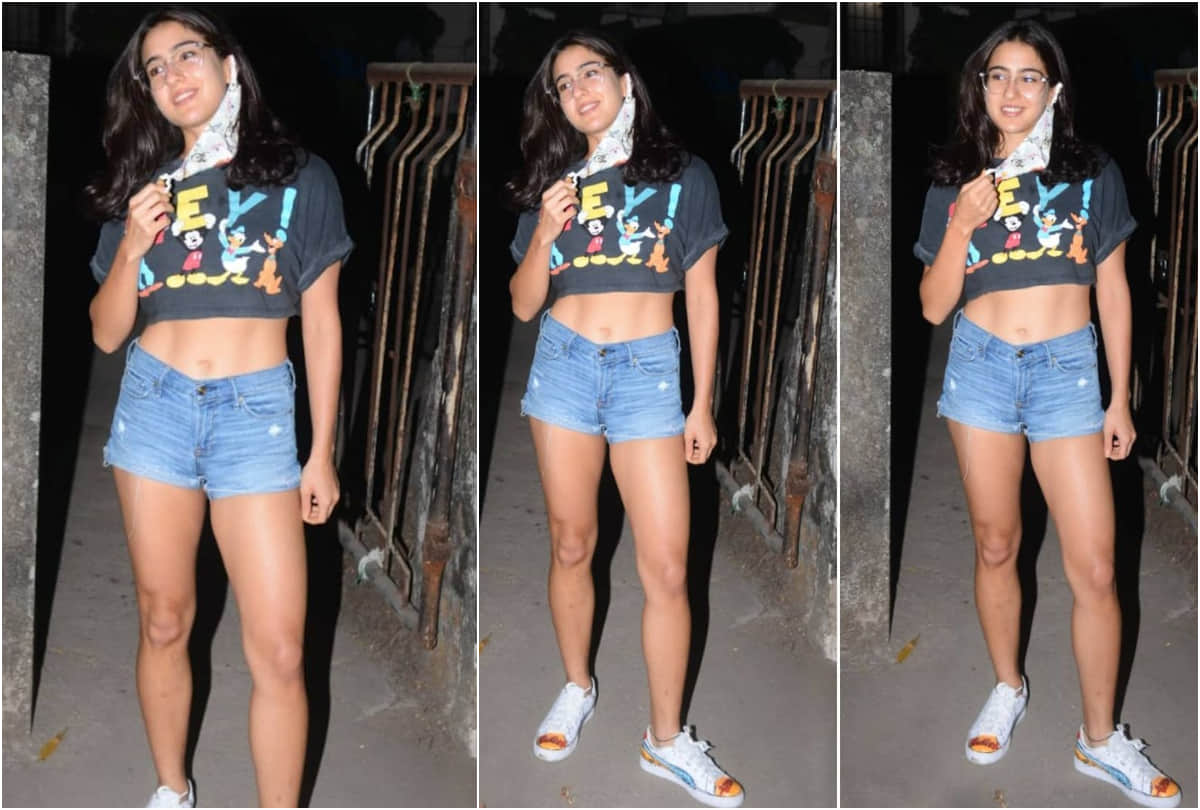 sara ali khan trolled for wearing crop t shirt and denim shorts flaunts toned abs