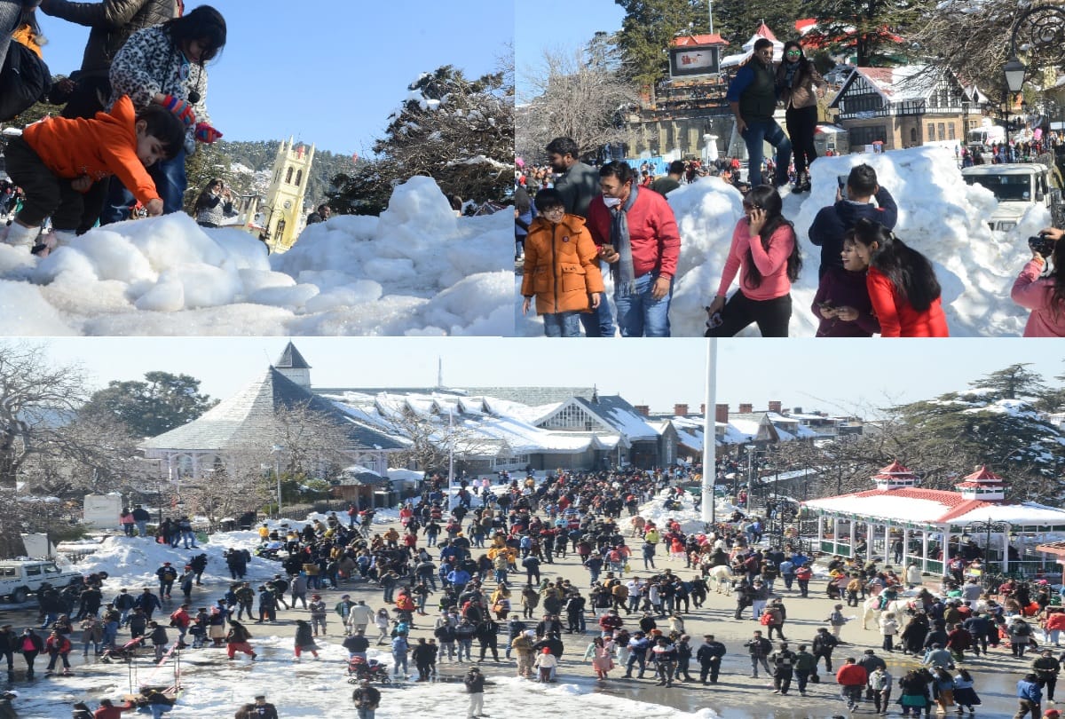 Tourists gathered in the queen of mountains Shimla, fun in the midst of snow