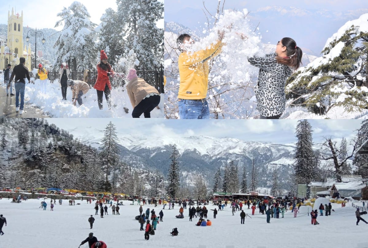 In Shimla the tourists did fun in the snow, atal tunnel closed due to snowfall