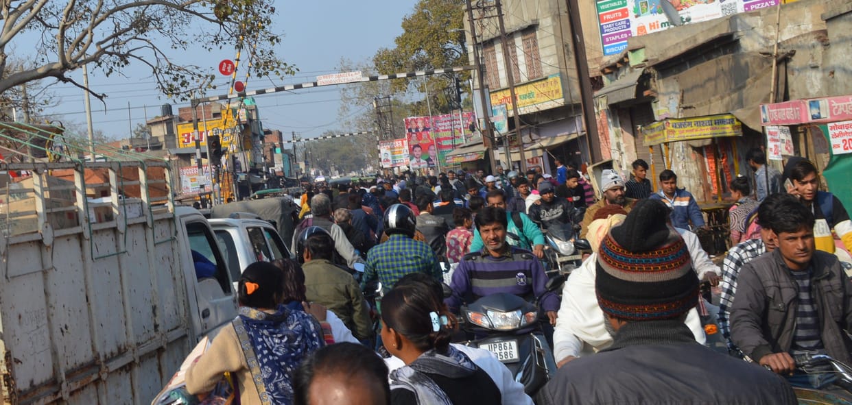 Hathras: jammed due to overbridge construction