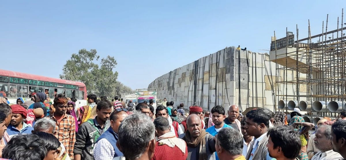 child girl dies after falling panel of under construction highway in mirzapur up