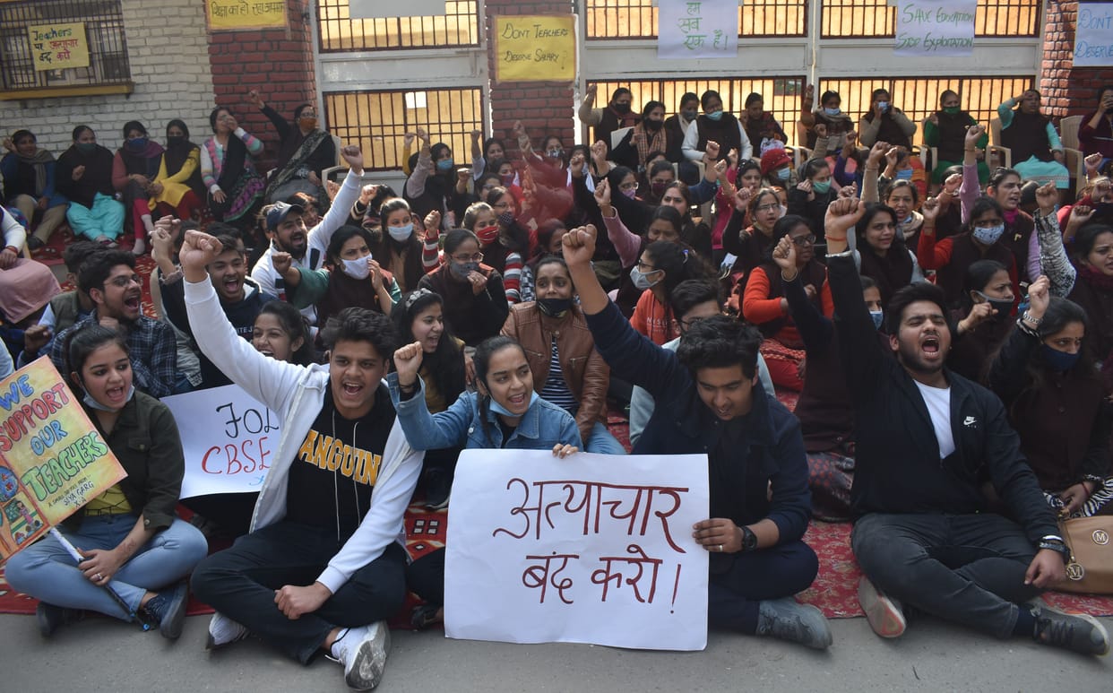 student protest in favour of teacher