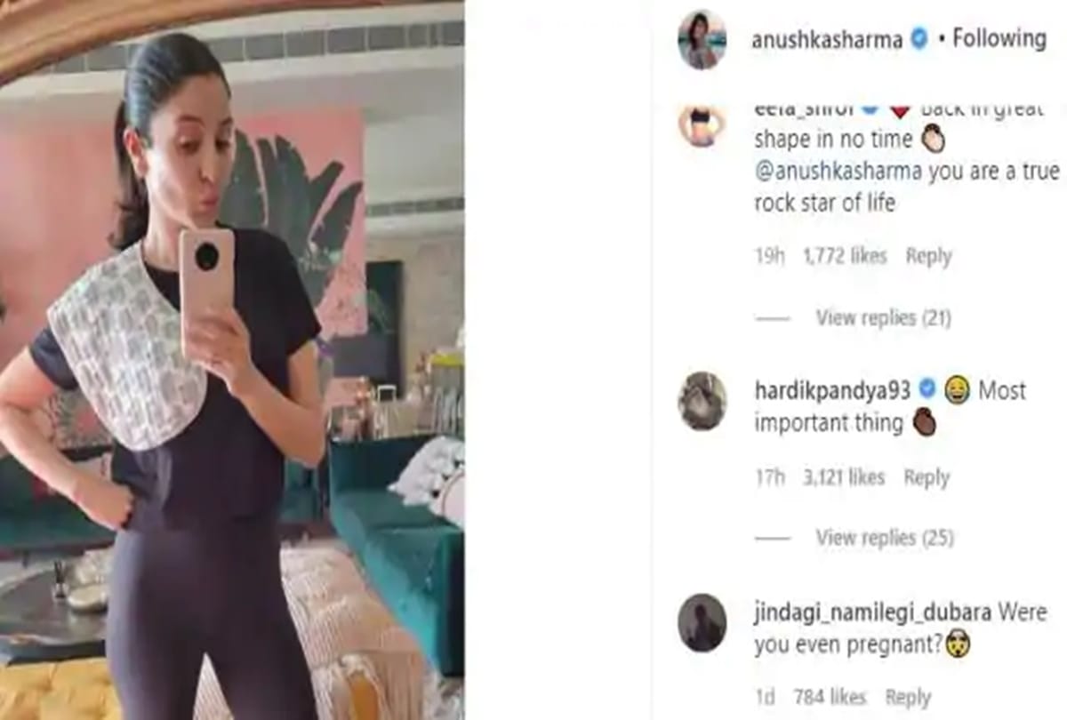 Anushka Sharma shared a selfie with funny caption on burp clothes, Hardik Pandya shared his experience
